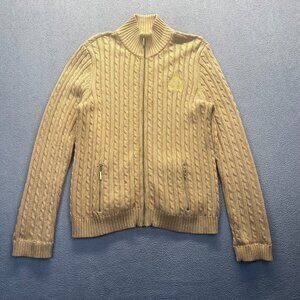 Lauren Ralph Lauren Women’s Cardigan Cable Knit Y2K Full Zip Mock Neck Jacket XL